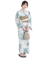 utatane 浴衣単品 ラムネ色の扇面と儚い花 - メルカリ