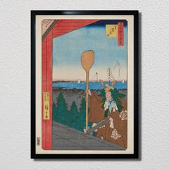 美品 海野光弘「渡辺家」木版画 直筆サイン・落款入り 額縁入り 限定20