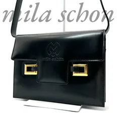 【B5808】 mila schon ミラショーン ワンショルダーバッグ ブラック Mロゴ 肩掛け レディース フラップ ゴールド金具のサムネイル