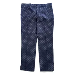 GUCCI イタリア製 スラックス ドレスパンツ L ネイビー 総柄 小紋 センタープレス 裾スリットのサムネイル