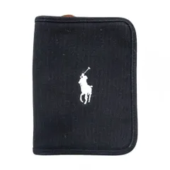 Ralph Lauren ラウンドジップ マルチケース 手帳カバー ブラック キャンバス ポニー刺繍のサムネイル