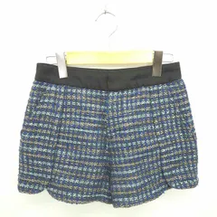 ロイヤルパーティー ROYAL PARTY パンツ ショート ニット 総柄 厚手 ジップフライ ウール混 36 青 茶 ブルー ベージュ /TT8のサムネイル