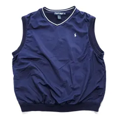 POLO GOLF Ralph Lauren 90年代 ヴィンテージ Vネック プルオーバー スポーツベスト L ネイビー メッシュ 防水  ピステのサムネイル