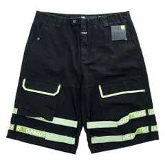 MARITHE + FRANCOIS GIRBAUD 00年代 シャトルショーツ ショートパンツ XL ブラック Taped Para Shuttle Short バギー カーゴ リーフグリーン テープ 8DP27N 未使用品のサムネイル