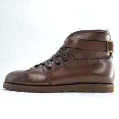 Y's ( Yohji Yamamoto ) レザー アンクルブーツ 24.5cm ブラウン ベルトストラップ レースアップ 101-905のサムネイル