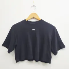 オフホワイト クロップドTシャツ L ２回着用 クロップドTシャツ ラージ ブラックのサムネイル
