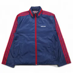 adidas originals 00年代 ナイロンジャケット ジャージ S ネイビー 3ストライプ フード収納式のサムネイル