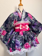 浴衣ドレス 帯付き 地雷系 量産型 y2k 姫ギャル ギャル 150 S〜M