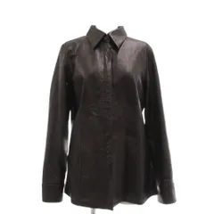 ランバン LANVIN コレクション レザー ジャケット 上着 黒 ブラック 無地 シャツカラー 長袖 /MG ■GY99のサムネイル