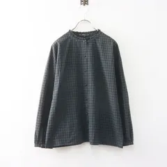 エフスローン F.Sloane スタンドフリル チェック柄 シャツブラウス M ブラックウォッチ グリーン×ネイビー／【2400015063812】のサムネイル