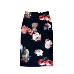 古着 ザラ ZARA WOMAN フラワープリント ペンシルスカート クリーニング済み 花柄 レディース S～Mサイズ 相当のサムネイル