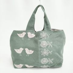 希少】一澤信三郎帆布×鹿児島睦 コラボ トートバッグ 鳥 花柄 グレー