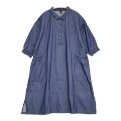 cloud nine 7分袖ワンピース風かっぽう着 ちび襟 M～L チュニック ワンピース 26SS ネイビー レディース クラウドナイン【中古】6-0704M♪のサムネイル