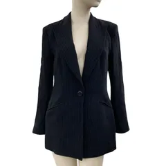 186000 ARMANI COLLEZIONI アルマーニコレッツォーニ テーラードジャケット ブラック シングルブレザー サイズ40 M ピンストライプ ウール テーラードジャケット レディースのサムネイル