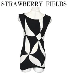 STRAWBERRY-FIELDS　ストロベリーフィールズ　ノースリーブサマーニット　ニットタンクトップ　モノトーン　幾何学　きれいめ　サマーニット　黒白のサムネイル