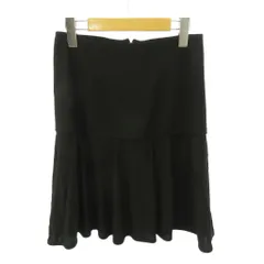 バレンシアガ BALENCIAGA 美品 ドレープ フレアスカート ひざ丈 36 黒 ブラック 0528のサムネイル