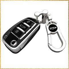 ☆彡送料無料でお届け☆彡ブラック Yinki アウディ用 キー ケース キーホルダー 車用 Audi A1 A3 A4 A6 Q3 折り畳み式 リモコンケース 鍵 保護 シリコン TPU 柔らかい キーチェーン アクセサリー