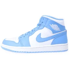 NIKE (ナイキ) 【観賞用 2012年製】 AIR JORDAN MID UNC エアジョーダン1 レトロ ユニバーシティ ブルー ミッドカットスニーカー ホワイト/ブルー US8.5/26.5cm 554724-106のサムネイル