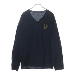lucien pellat-finet (ルシアンペラフィネ) カラフルスカル刺繍カシミヤ Vネックセーター カシミヤ ネイビー #Mのサムネイル