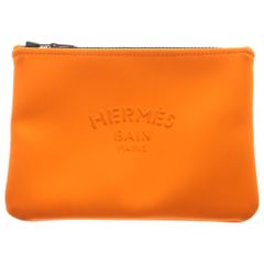 美品 エルメス ネオバン レオパード エンボス ポーチ クラッチバッグ 