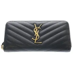 SAINT LAURENT PARIS (サンローランパリ) キャビアスキン ラウンドファスナー ゴールド金具 長財布 ロングウォレット レディース ブラック 358094 BOW01 1000のサムネイル
