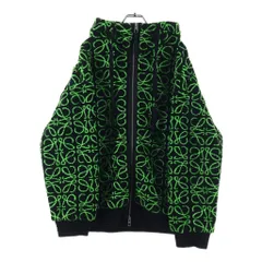 LOEWE (ロエベ) 22AW ANAGRAM JACQUARD FLEECE PARKA アナグラム ジャガード フード付き フリース ボアブルゾン ジャケット ブラック/グリーン H526Y52J01のサムネイル