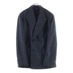 DOLCE & GABBANA (ドルチェアンドガッバーナ) ストライプ ダブルブレスト ウールジャケット ダークグレー #44 G2CB2Tのサムネイル