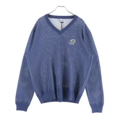 Berluti (ベルルッティ) ワッペン コットン×シルク Vネック ニット セーター スウェット #L ブルー R24KVL54のサムネイル
