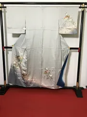 【中古】Sサイズ 付け下げ 正絹 グレー地に地紙模様のサムネイル