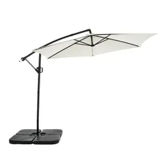 パラソル＋ベースセット 直径300cm ベージュ 360°回転 角度調整 ガーデンパラソル（ベース付き）【ベージュ】のサムネイル