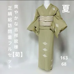 夏着物　絽　正絹　訪問着　フルセット　夏帯　四季対応小物　抹茶色のサムネイル