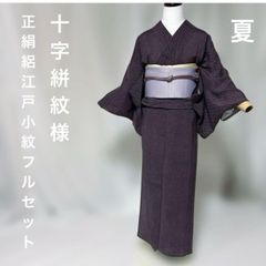洗える夏着物 絽 夏大島風小紋 フルセット 東レ 夏帯 夏小物 裄70 