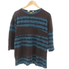 ビームス BEAMS Tシャツ 七分袖 総柄 茶 ブラウン 青 ブルー /OBのサムネイル