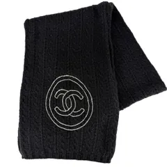 【大売出し】 シャネル マフラー レディース ファッションアイテム ニット ココマーク ココ チェーン CHANEL カシミヤ    ブラック 黒 秋 冬【中古品】のサムネイル