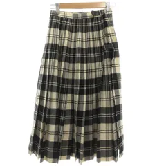 ザ スコッチ ハウス The Scotch House 美品 ラップスカート チェック柄 ロング ミモレ ウール 白 ホワイト 黒 ブラック /OBのサムネイル