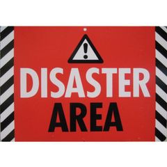 プラサイン・標識「DISASTER　AREA(災害地域）」約30ｃｍ×20ｃｍ