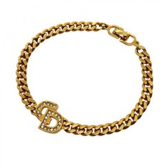 Christian Dior CDロゴ 喜平チェーンブレスレット ゴールドカラー