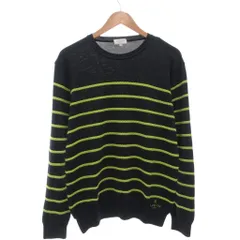 ランバン スポール LANVIN SPORT ニット セーター 薄手 XL 紺 ネイビー ボーダー柄 クルーネック 長袖 ロゴ刺繍 /IB ■ECG007のサムネイル