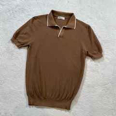 グランサッソ Gran Sasso ニットポロシャツ スキッパー 半袖 44