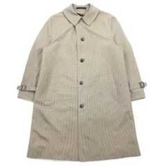 80年代 Neiman-Marcus グレンチェック ステンカラーコート 40 グレー ベージュ RASCHEL WARP KNITのサムネイル