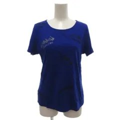 ランバン LANVIN 美品 Tシャツ カットソー 半袖 38 ラウンドネック ラインストーン ロゴ 刺繍 青 ブルー /KB ■ECG007のサムネイル
