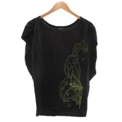 ディーゼル DIESEL Tシャツ フレンチスリーブ S ラウンドネック グラフィック プリント 黒 ブラック 緑 グリーン /KB ■ECG007のサムネイル