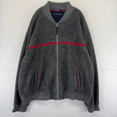 古着 トミーヒルフィガー TOMMY HILFIGER フリース ジャケット フルジップ ワンポイント ボア 大きいサイズ フリース 2XL  グレー メンズのサムネイル