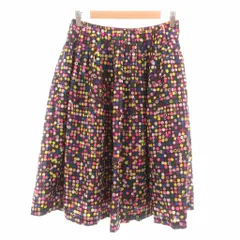 ミナペルホネン mina perhonen 美品 フレアスカート 36 マルチカラー ドット柄 総柄 ミディ丈 プリーツ ウール /NL ■ECF007のサムネイル