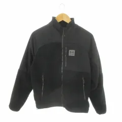 アンダーアーマー UNDER ARMOUR ジャケット 上着 M LOOSE 黒 ブラック スタンドカラー ジップアップ 切替 ブークレ ロゴ /MN22 ■GY70のサムネイル