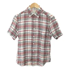 ブルネロクチネリ BRUNELLO CUCINELLI SLIM FIT マドラスチェック柄 半袖ボタンダウンシャツ XS 赤 レッド 麻 リネン DT9226203 /RY ■GY62のサムネイル