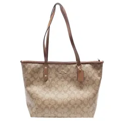 極美品！COACH コーチ トートバッグ F58292 ベージュ シグネチャー 極美品】 COACH コーチ シグネチャー トートバッグ ブラウン ベージュ