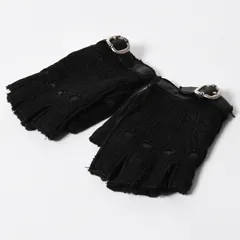 CHROME HEARTS クロムハーツ シアリング フィンガーレス バックルグローブ サイズ8.5 195/215 ガンスリンガー ラムレザー ブラックレザー 美品 中古 4a005530のサムネイル