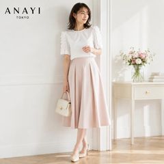 新品】 ANAYI ポンチオーガン使いフレア袖 プルオーバー 白 38 半袖