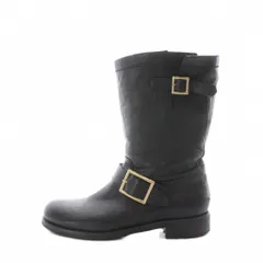 ジミーチュウ JIMMY CHOO エンジニアブーツ ショートブーツ 37.5 24.5cm 黒 ブラック バックル レザー /RI ■OS ■OHのサムネイル